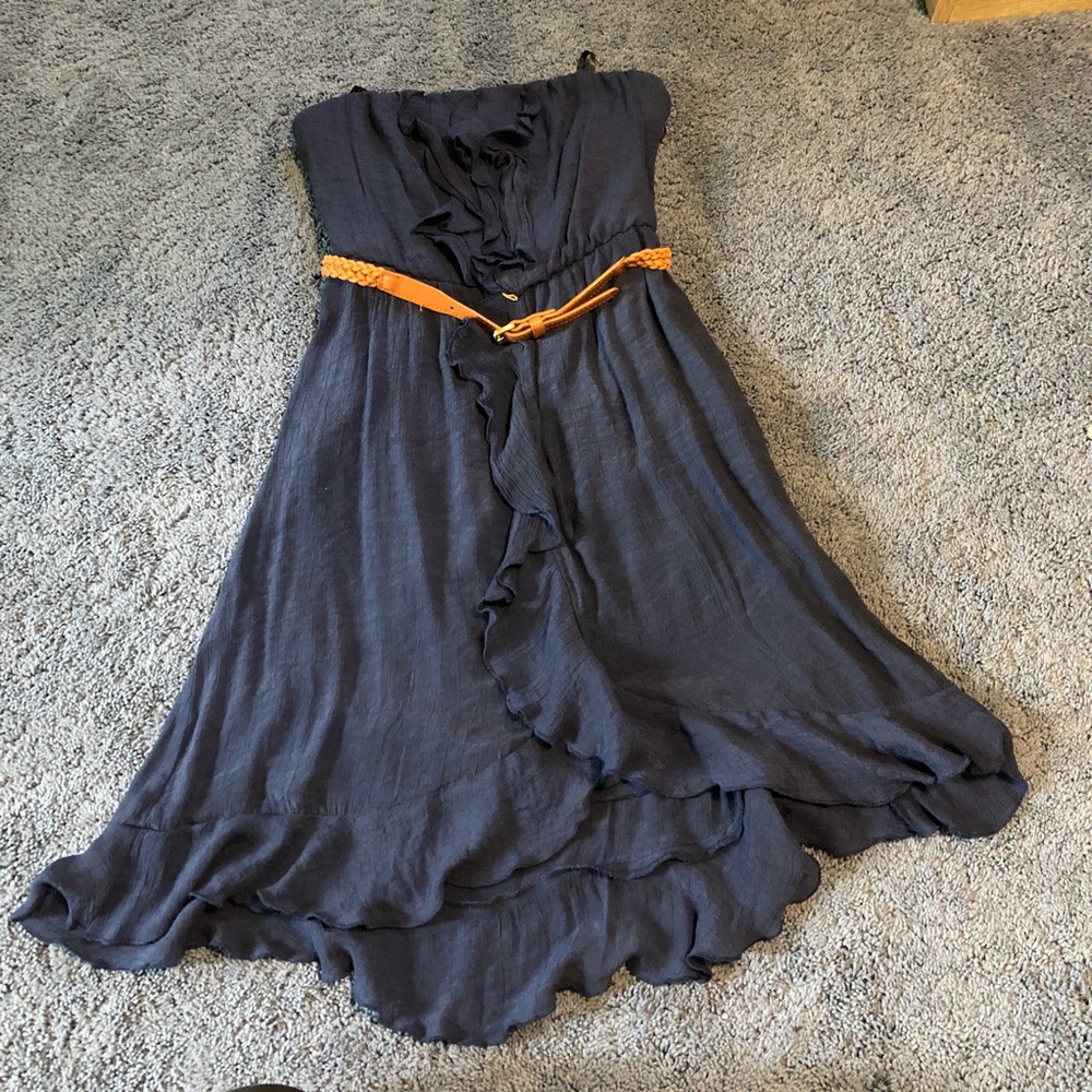 Navy blue strapless dress